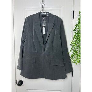 Lane Bryant The Bryant Blazer gray Plus Sz 20 Long Sleeve One Button SEXY STRET